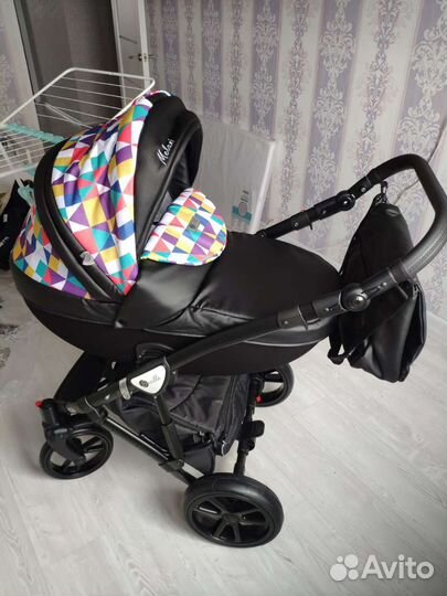 Коляска 2 в 1 Sevillababy Melani черная эко-кожа