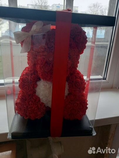 Мишка с сердцем из роз