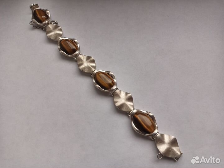 Браслет Тигровый глаз с серебром