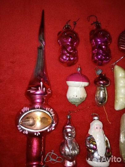 Стеклянные старинные ёлочные игрушки СССР