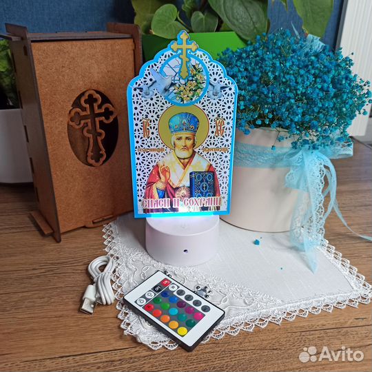 Икона Николая Чудотворца светильник ночник