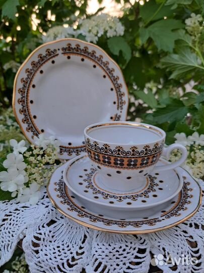 Рижские кофейные трио/сливочник/сахарница