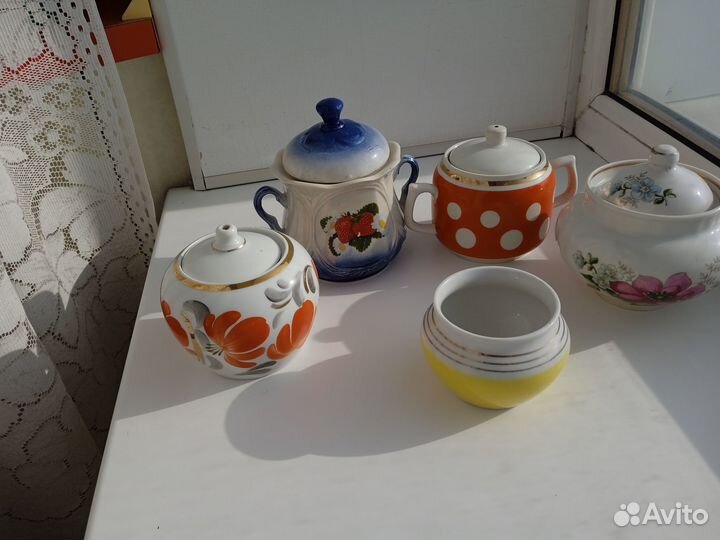 Сахарница, Заварник, Вазы СССР хрусталь, стекло