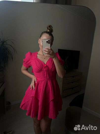 Летнее женское платье розовое 44