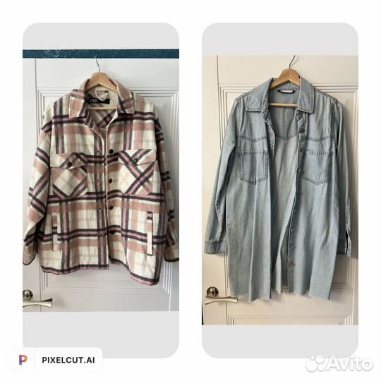 Куртка рубашка zara L джинсовая фланелевая