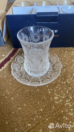 Стаканы армуды с блюдцами, 6 шт