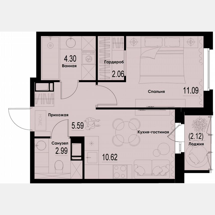 1-к. квартира, 37,7 м², 4/12 эт.