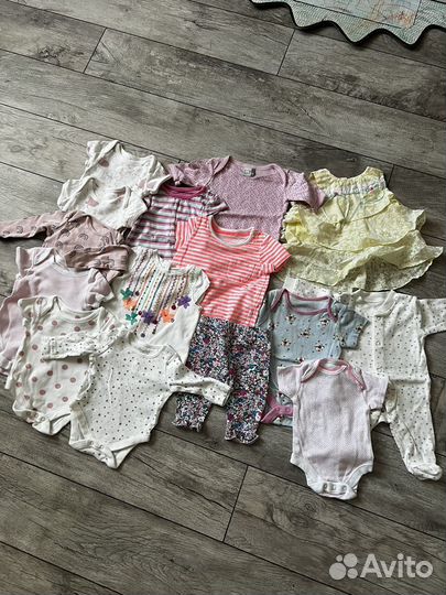 Лот вещей на дев-ку 0-6мес,супер Cream,б/у и новые