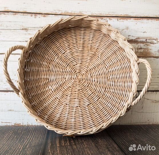 Плетеный поднос, декор кухни, ручная работа