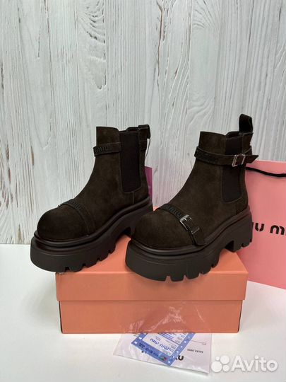 Ботинки женские зимние miu miu натуральные