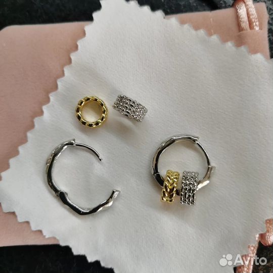 Серьги конго со съёмными подвесками