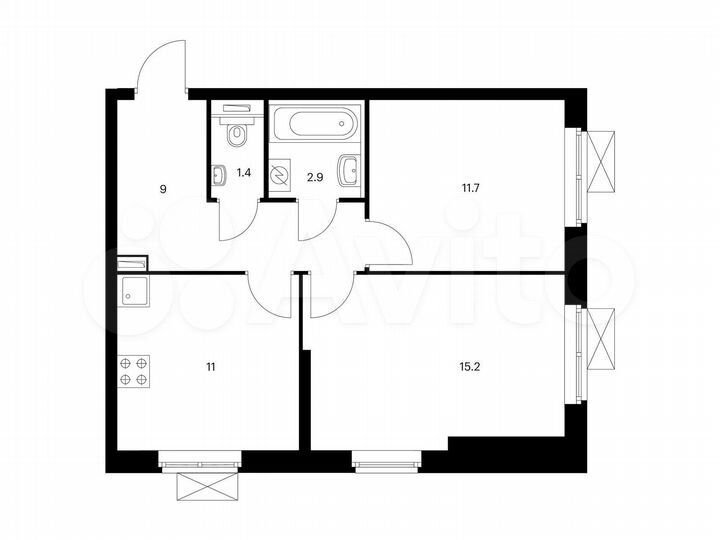 2-к. квартира, 51,2 м², 24/33 эт.