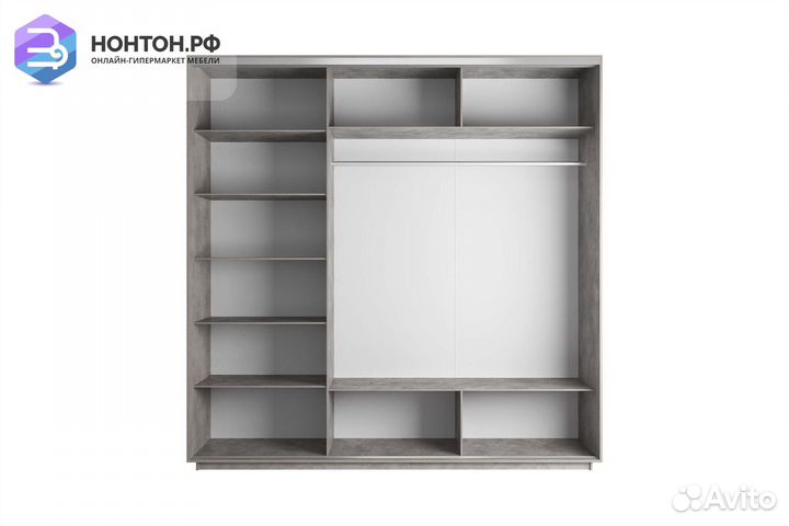 Шкаф-купе 3-х дверный Нонтон фото №1016 / бетон