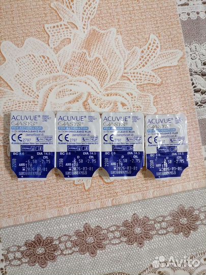 Линзы acuvue oasys 6,5 на 2,75. Цена за 4 штуки