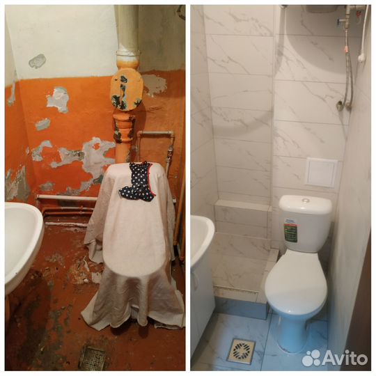 Ремонт ванной комнаты и санузла, укладка плитки