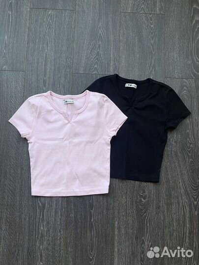 Топ футболка женский розовый и черный