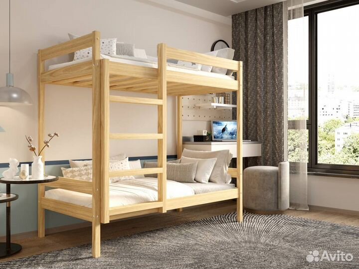 Двухъярусная кровать из массива