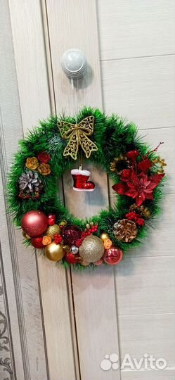 Венки новогодние ручной работы 32