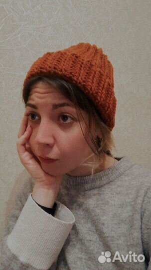 Шапка-бини унисекс ручная вязка