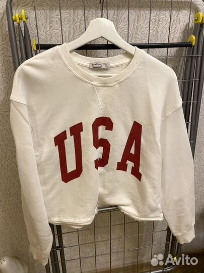 Кофта stradivarius S белая укороченная