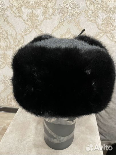 Мужская зимняя шапка -ушанка. Мех норка