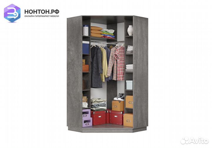 Шкаф-купе угловой двухдверный Гермес бетон
