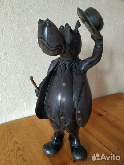 Статуэтка Бегемот из черного дерева Эбен