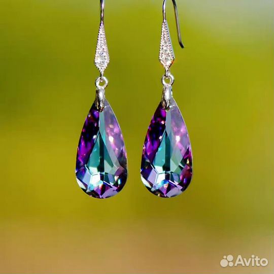 Серебряные серьги с мистическим топазом