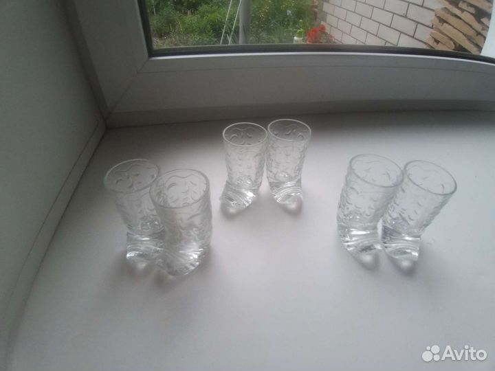 Рюмка сапожок и рога хрусталь