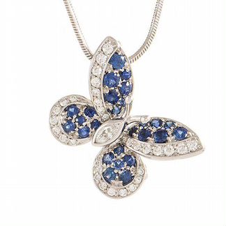 Подвеска-брошь с бриллиантами и сапфирами