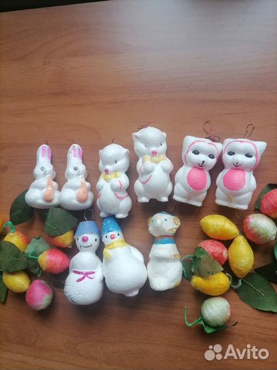 Елочные игрушки СССР, гирлянды, дед Мороз