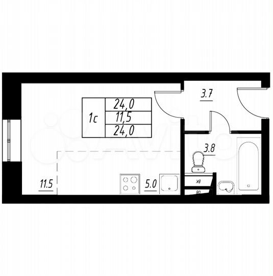 Квартира-студия, 24 м², 3/3 эт.