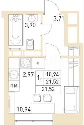 Квартира-студия, 21,5 м², 4/17 эт.