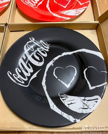 Набор 4 тарелки Кока-кола (стекло, 27см.)