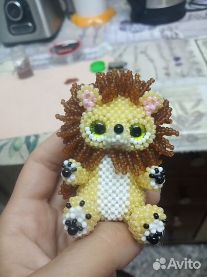 Игрушки амигуруми из бисера лев