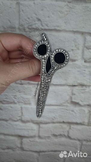 Брошь ножницы ручной работы