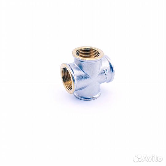 Крестовина резьбовая никелированная латунь 1/2&qu