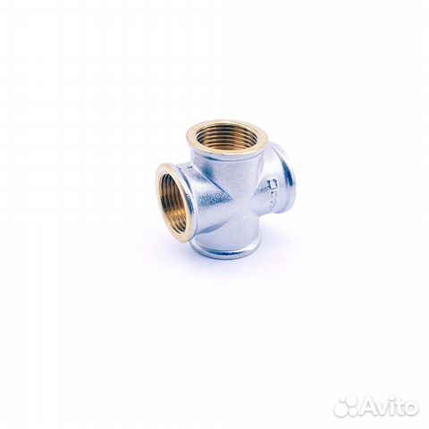 Крестовина резьбовая никелированная латунь 1/2&qu