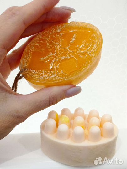 Массажное мыло ручной работы с люфой