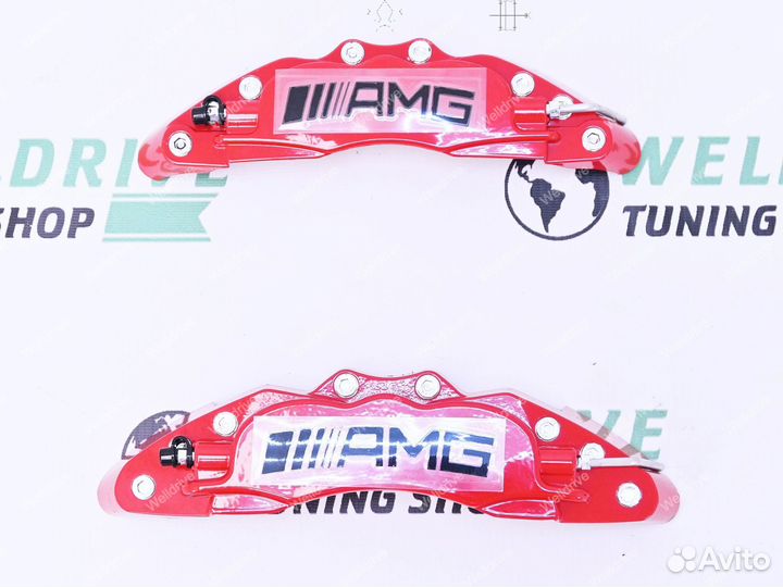 Накладки на суппорта металл Mercedes красные