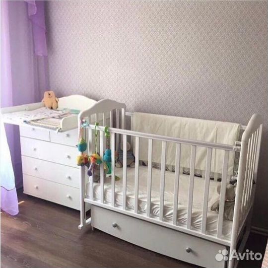 Детская кровать Alita 4/6 + комод Ульяна белые Нов