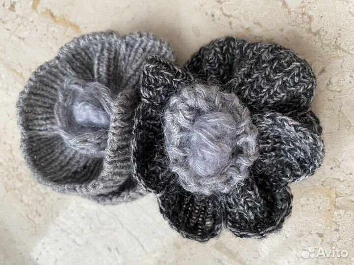 Брошь цветок из пряжи