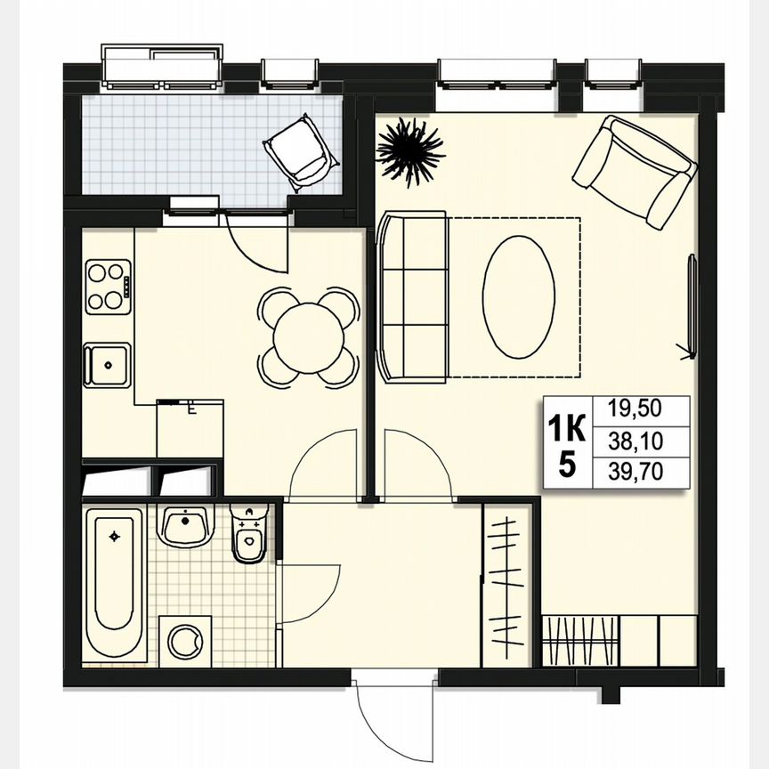 1-к. квартира, 38,1 м², 9/10 эт.