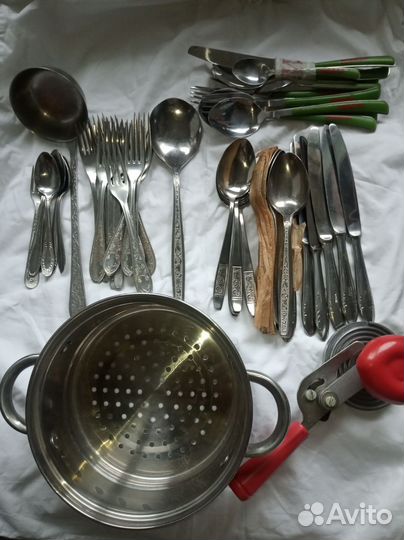 Нержавеющая ложки,вилки,тарелки