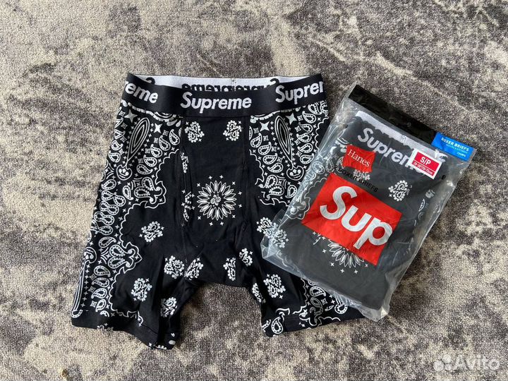 Упаковка Трусов Supreme Black Bandana (2шт)