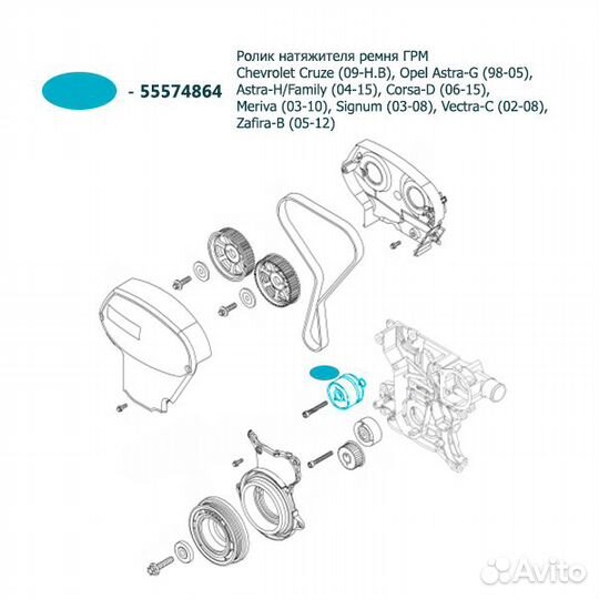 Ролик натяжителя ремня грм Chevrolet Cruze 09-Н.В