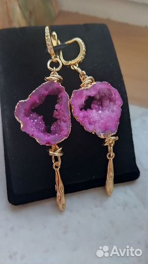 Серьги с кварцевой друзой