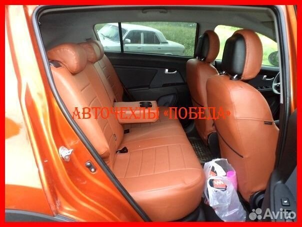 Чехлы Kia Sportage 3 из экокожи коричневые Классик