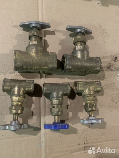 Вентиль латунный Д-1,0 дюйм 2 шт, 1/2 дюйма 3шт