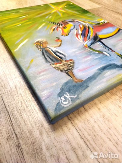 Картина единорог в детскую маслом